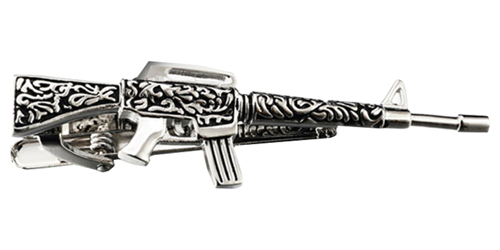 Men's Rhodium Plated Ornate M16 Assault Rifle Tie Clip – D&L MENSWEAR