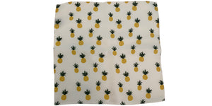 Pineapple White Yellow Green Silk Pocket Square