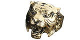 Men's Gold Plated Stainless Steel Tiger Head Ring