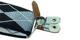 Adjustable Y Style Blue Gray Suspenders Diamond Pattern With 3 Metal Clips