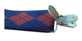 Adjustable Y Style Blue Red Diamonds Suspenders With 3 Metal Clips