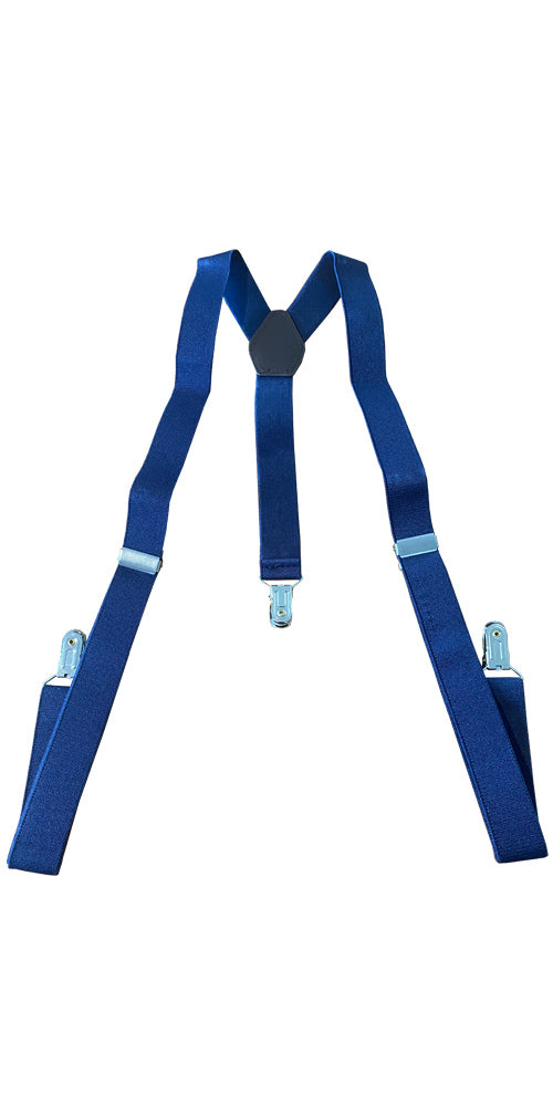 Adjustable Y Style Navy Blue Suspenders With 3 Metal Clips