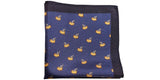 Flying Pigs Blue Silk Pocket Square with Black Edge