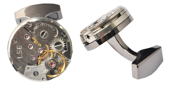 Mechanical Gear Steampunk Watch Movement Round Cufflinks