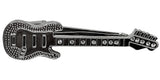 Silver Plated Guitar Tie Clip with Crystals