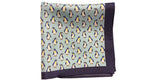 Penguin Silk Pocket Square with Navy Blue Edge