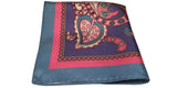 Silk Twill Paisley Pocket Square, 12 x 12 inches, Pink and Blue