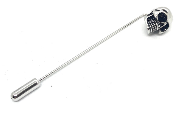 Silver Plated Skull Lapel Pin