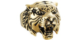 Men's Gold Plated Stainless Steel Tiger Head Ring