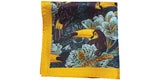 Toucan Silk Pocket Square with Canary Yellow Edge
