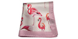 Flamingo Pink White Silk Pocket Square